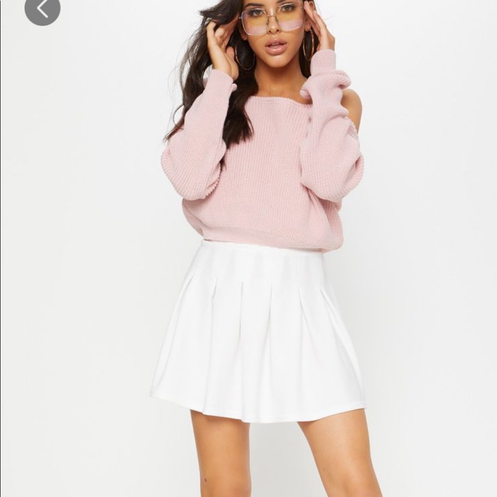 White pleated tennis skater skirt
